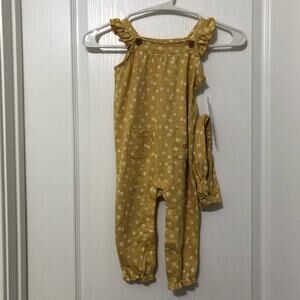 Calvin Klein Girls‎ 2 Piece Set Jumpsuit Size 18M Yellow Floral Sleeveless NWT